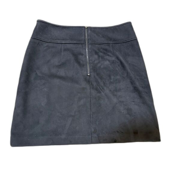 Loft Skirt 8 Black Faux Suede A-Line Front Pockets Preppy Business Casual - Picture 6 of 8